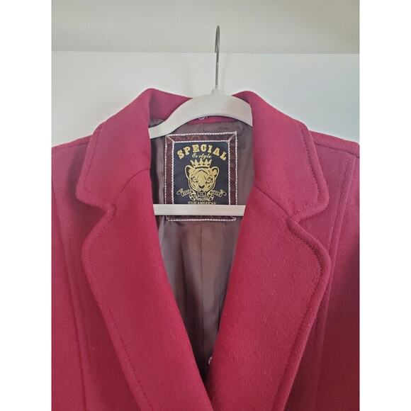 Special ES Style Wool Blend Maroon Academic Short Peacoat Jacket, Women's Small - Picture 3 of 12